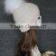 Raccoon fur balls hot selling carnival mohair wool knitted slouchy beanie hat