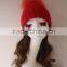 Princess Style Top Huge Cute Fur Ball With Knit Rib Acrylic Cap Real Raccoon Fur Pompom Knitted Beanie Hat