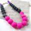 black&hot pink round silicone teething beads necklace safety copper teething necklace teething Baby TN054
