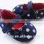 2015 polka dots baby canvas shoes with hook and loop strap