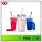 16oz bpa free plastic beverage to go tumbler with straw