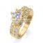 Bling bling AAA+ cubic zirconia ring prong setting 18k yellow gold plated jewelry