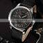 Stainless Steel Black Dial Leather Strap Analog Date Quartz Men Business Watch
