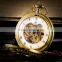 Skeleton Steampunk Transparent Half Hunter Roman Dial Gold Mechanical Pocket Watch