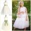 Simple White Sleeveless Tea Length Custom Made Vestidos Girl Dress for Wedding Ball Gown FG021 long white dress for girls
