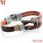 Dark Brown Genuine Leather Nautical Knot Bracelet with Silver New Secure Clasps