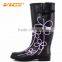 Fashion beautiful flower picture rain boots for women