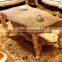 French Style Purple Fabric Living Room Sofa Set/ Luxury Classic Gold Leaf Wooden Carving Sofa