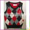 Cheap custom pretty boy 100% cotton knitting square jacquard sweater vest