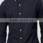 High Quality Custom Long Sleeve Button Down Collar Mens 100% Woven Cotton Casual Slim Fit Fashion Dark Navy Solid Shirts