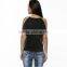 2015 new stylish girls personalized chain string sleeve t shirt, short sleeve black t shirt