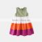 Customize Color Rainbow Dress For Children Sleeveless Mix Cotton Frocks