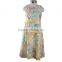 Long sleeveless cotton net frock design girl dress with flower for kids