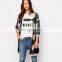 New arrival checked woolen sweater designs for ladies open chest sweater