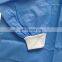 Blue medical lab coat with knit collar and cuff