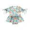 Floral pattern flower printing  soft bright Baby Girl Romper