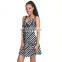 Wholesale Low Price  Hot Style Sexy Factory Spaghetti Strap Animal Print V-neck Women's Beach Print Skirt Loose Dress