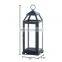 Middle size black iron frame and slanted glass panels metal lantern candle lantern for home wedding decoration centerpiece