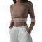 O Neck Long Sleeve Shirt Women Ribbed Sexy Cropped Tops 2021 Spring Black Casual Skinny Slim Basic Woman T Shirts White 4.8