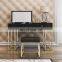 Contemporary Luxury Stainless Steel Clamshell Mirrored Vanity Dressing Table with Cabinet