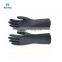 High Quality Lightweight Thin 33cm En388 Heavy Duty Black Flock Lined Natural Latex Diamond Grip Rubber Glove
