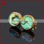 Sparkling blue jewelry abalone shell in gold round circle stud earrings