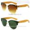 wooden temple sunglasses half PC frame bamboo temple eyewear custom-made lenses 2015 top sale