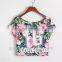 Fashion Sexy Flower Print and No.16 Short T-shirt,bare Midriff Cheerleaders Tops,china Supplier