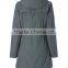 stylish celadon mid long coat jacket women ,elasticated waist,funnel neck and hood trench coat