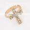 fashion jewelry alloy rhinestones crystal adjustable cross ring