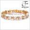 Women's Copper 18K Gold Plated White Inlaid CZ Tennis Fashion Charm Bracelet Jewelry Designs for Girls