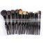 New Beauty body shape handle black platic material 15pcs makeup brushes