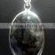 Black Rutile Oval Cabochon Pendant , 925 Solid Sterling Silver Pendant, Designer Silver Pendant