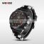 WEIDE Silicone Band Watch Auto Date LED Watch Digital Dual Movement Watches Men Military Outdoor Sports Quartz Watch
