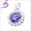 Purple CZ silver925 pendant rhodium plated 925 China jewelry silver