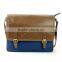 Boshiho Crazy-Horse PU Leather Cotton Canvas Padded Cross Laptop Bag