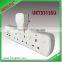 T-TYPE ADAPTOR 13A TO 3WAY UK SOCKET WITH DIVIDUAL SWITCH AND NEON.2*USB