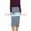 Customized Lady's Apparel Latest Wholesale Clothing Rib-knit Pencil Striped Skirt(DQM023S)