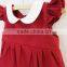 Plain Flutter Ruffled Sleeves Girls Red Dress First Christmas Baby Girls Dresses