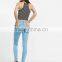 Mid Rise Five Pocket Style Distressing Leg New Style Jeans for Lady
