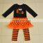 hot sale for thanksgiving day long sleeve ruffle baby girl clothing set with turkey embroider