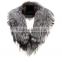 YR764 Large Fox Fur Roll Collar Genuine Silver Fox Fur Shawl Scarf OEM Customize