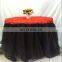 China Factory Latest Design Red Rosette Black Tulle Table Skirt Designs