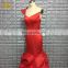 Real Sample Pictures One Shoulder Organza Red Color Party Dresses Women Evening