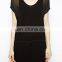 CHEFON Plain black maxi dress with Drawstring Waist