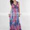 New Women Front Flower Printed Sleeveless Maxi Long Dress