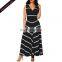 Latest V Neck Sleeveless Printed Maxi Dresses Women Elegant