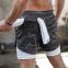 Men's running shorts sports and leisure outdoor loose multi-pocket double-layer fitness pants