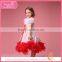 Kids fancy red feather bubble dress costumes, party dresses for girl 1-9 years