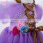 New designed light tulle dress with band decoration in pure purple
